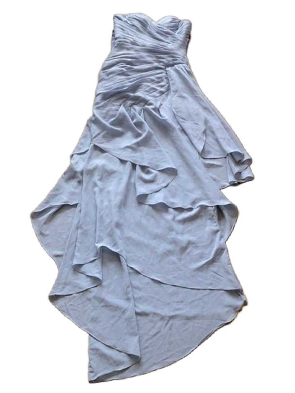 Witness of Love Dusty Blue Asymmetrical Chiffon Corset Formal Gown